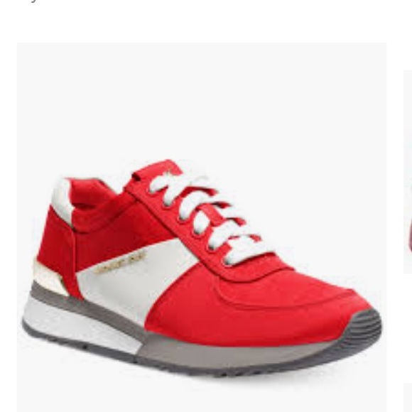 michael kors white and red sneakers